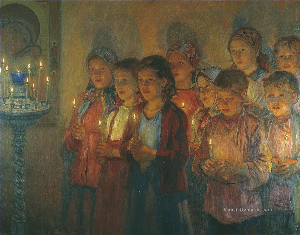 in der Kirche Nikolay Bogdanov Belsky Christlich Katholisch Ölgemälde